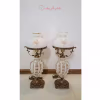 چراغ قالپاقی ستون سرامیکی گل برجسته برنجی