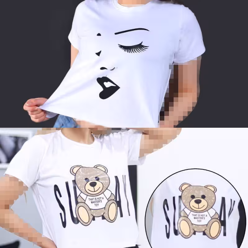 کراپ سوپر نخ پنبه در دو رنگ سفید و مشکی فری سایز از 36 تا44 . در طرح های مختلف