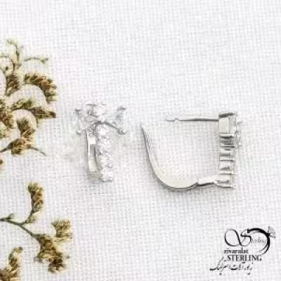 گوشواره کلیپسی نقره طرح صلیب کد 13416