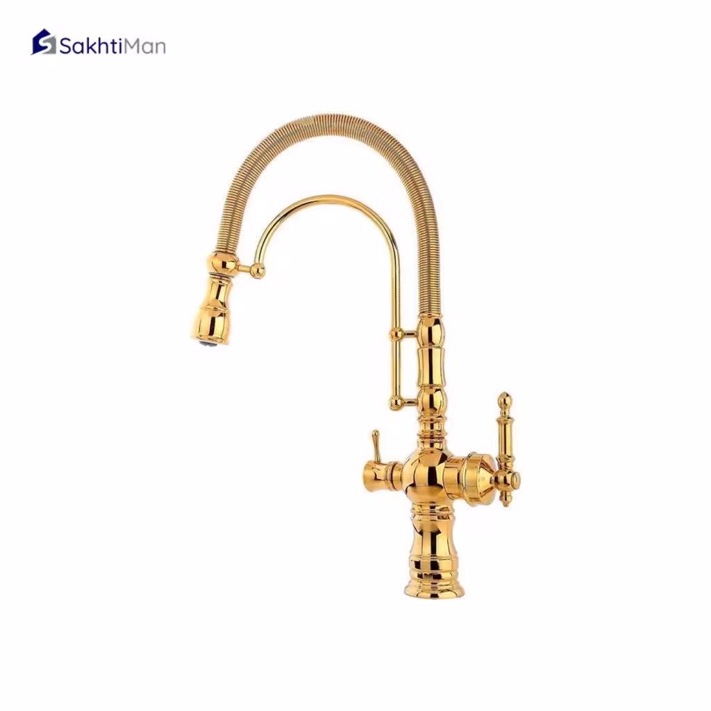 شیر ظرفشویی دو منظوره فنری طلایی مدل فلورانس