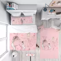 ست روتختی و فرش کودک دستیکور مدل دختر و اسب