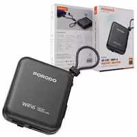 مودم روتر شارژی سیم کارتی و پاوربانک1000mAH کابل متصل  Porodo 4G LTE/wifi6 built cable PB064