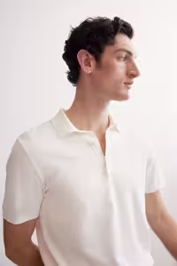 تی شرت یقه پولو مردانه لباس بافتنی نازک چاشنی تناسب منظم H&M