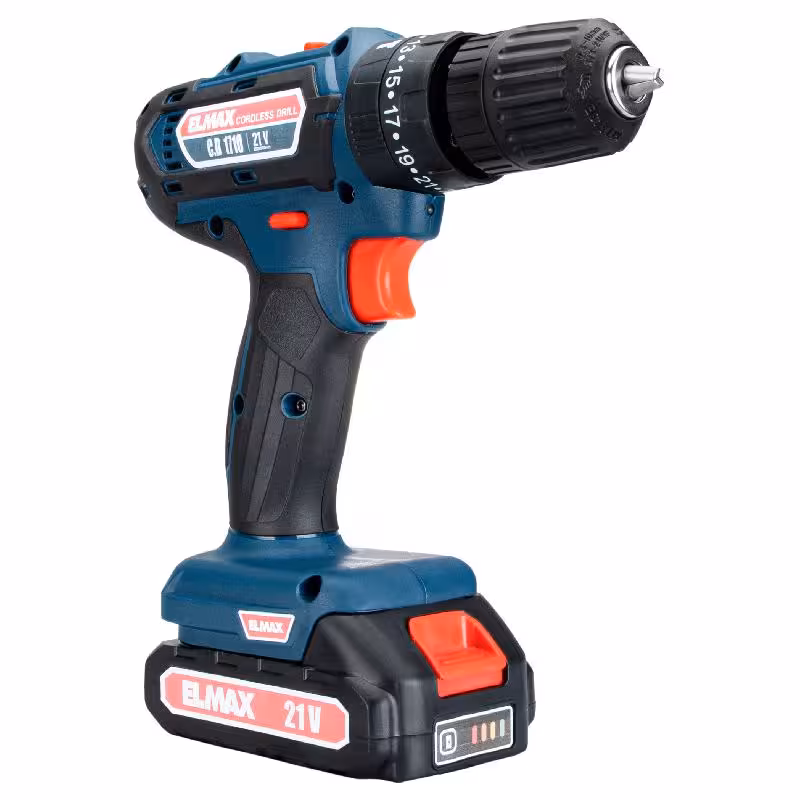 دریل شارژی 21 ولت 10 میلی‌متر دو دور چکشی با BMC المکس C.D 1710