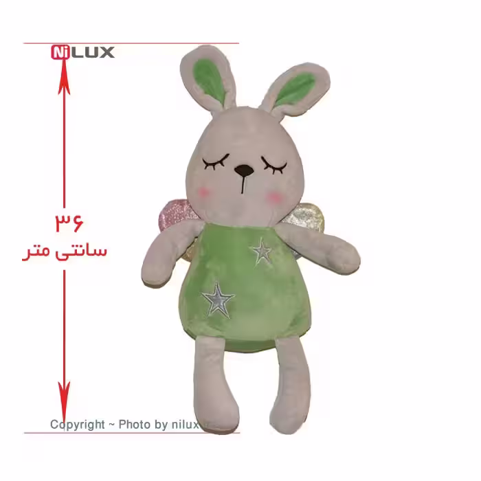 عروسک خرگوش سبز مدل فرشته ارتفاع 36 سانتی متر