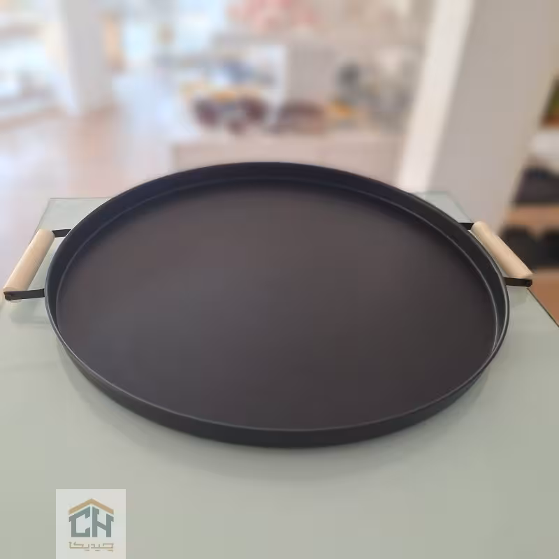 سینی گرد 50 سانت فلزی دسته چوبی طرح ایکیا مدل 0031