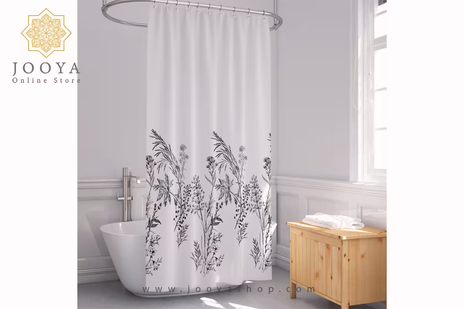 پرده حمام دلفین مدل EV-3389 سایز 180x200سانتیمتر