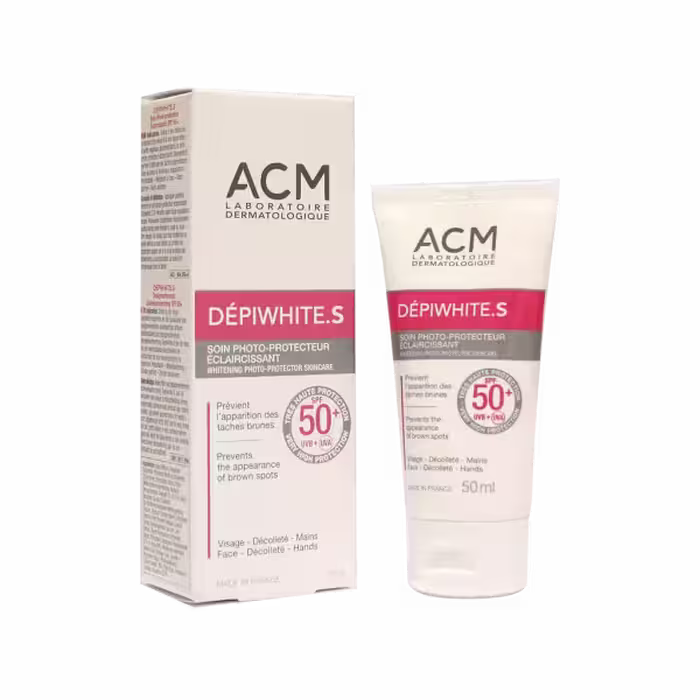 کرم ضد آفتاب دپی وایت اس SPF50 ای سی ام ACM Depiwhite S | محافظت بالا، ضد لک، مناسب انواع پوست
