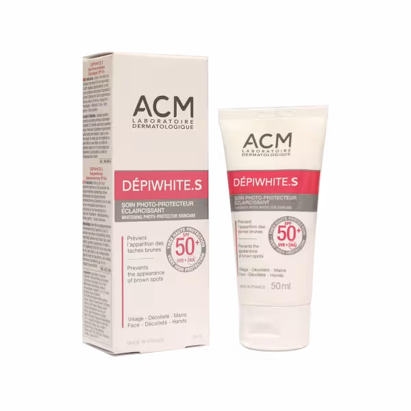 کرم ضد آفتاب دپی وایت اس SPF50 ای سی ام ACM Depiwhite S | محافظت بالا، ضد لک، مناسب انواع پوست