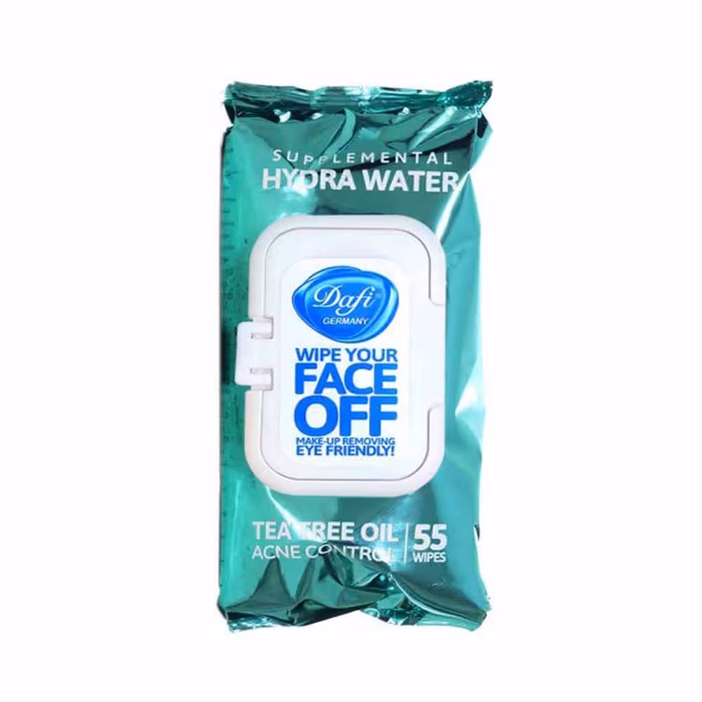 دستمال مرطوب دافی فیس آف 55 برگ برای تمام صورت حتی چشم ولب برگ مدل چای سبز