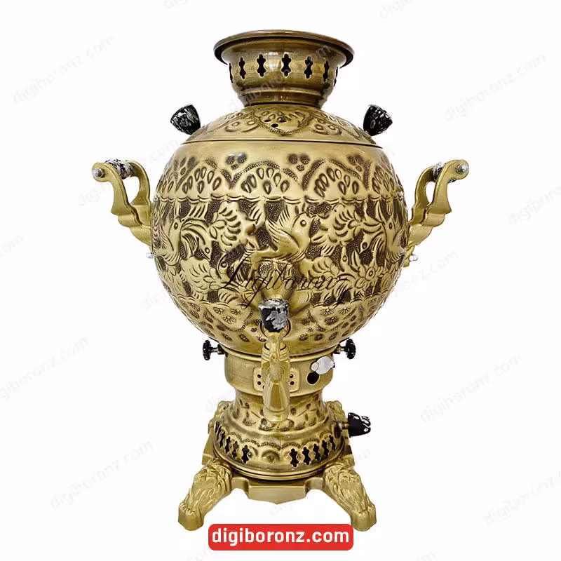 سماور برنجی مدل گازی طرح بلبل