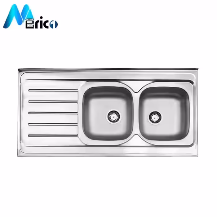 سینک استیل البرز کد 216 روکار دو لگنه