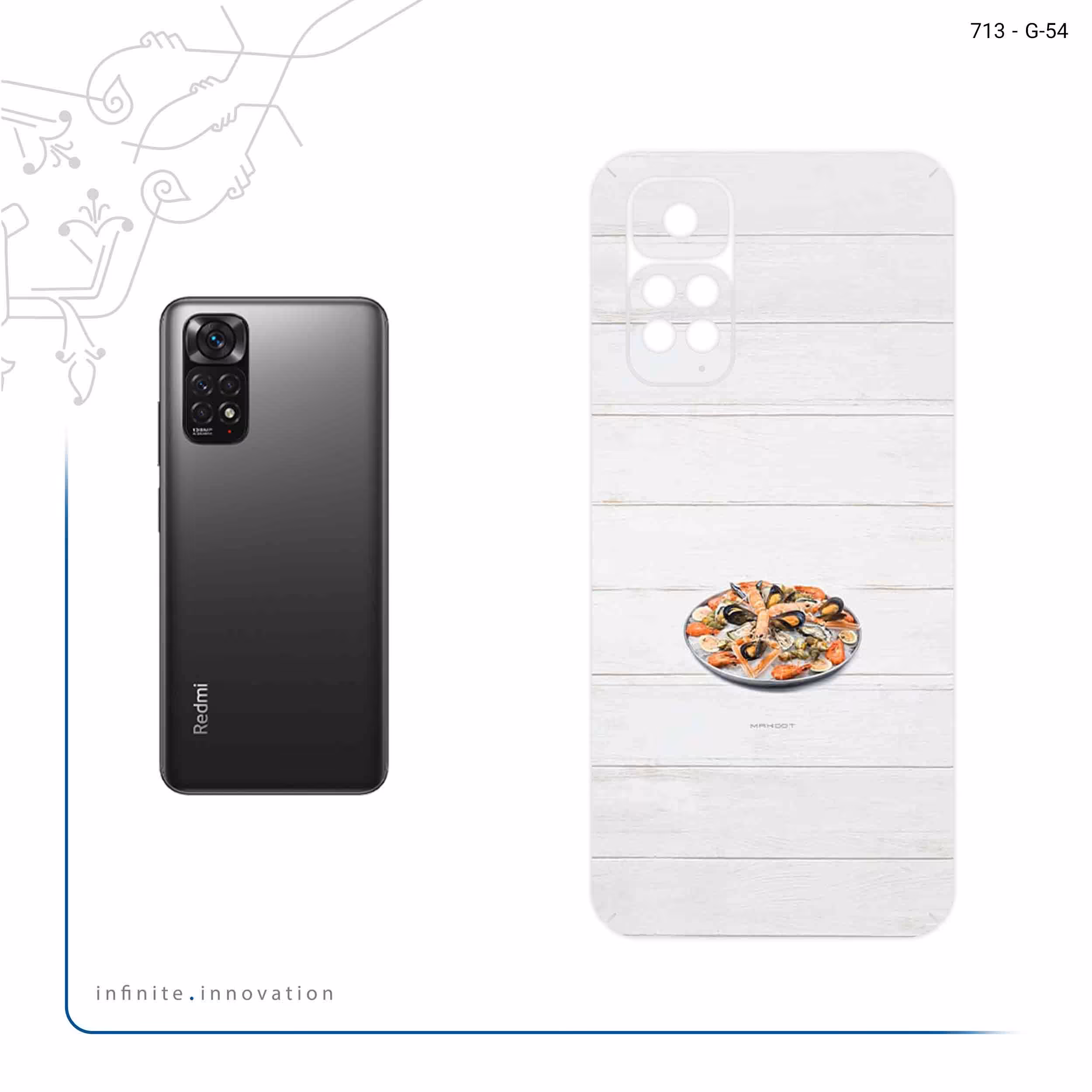 برچسب پوششی ماهوت مدل Seafood مناسب برای گوشی موبایل شیائومی Redmi Note 11S