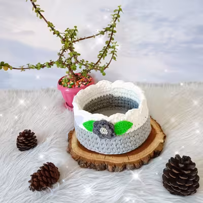 سبد قلاب بافی تریکو طرح عروس و داماد کد 80069 مجموعه دو عددی