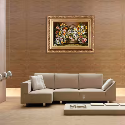 تابلو فرش دستباف فرش میرنظامی مدل گل و سبد عرضی کد 756