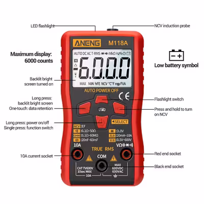 مینی مولتی متر دیجیتال ANENG مدل M118A 