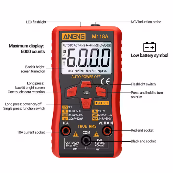 مینی مولتی متر دیجیتال ANENG مدل M118A 