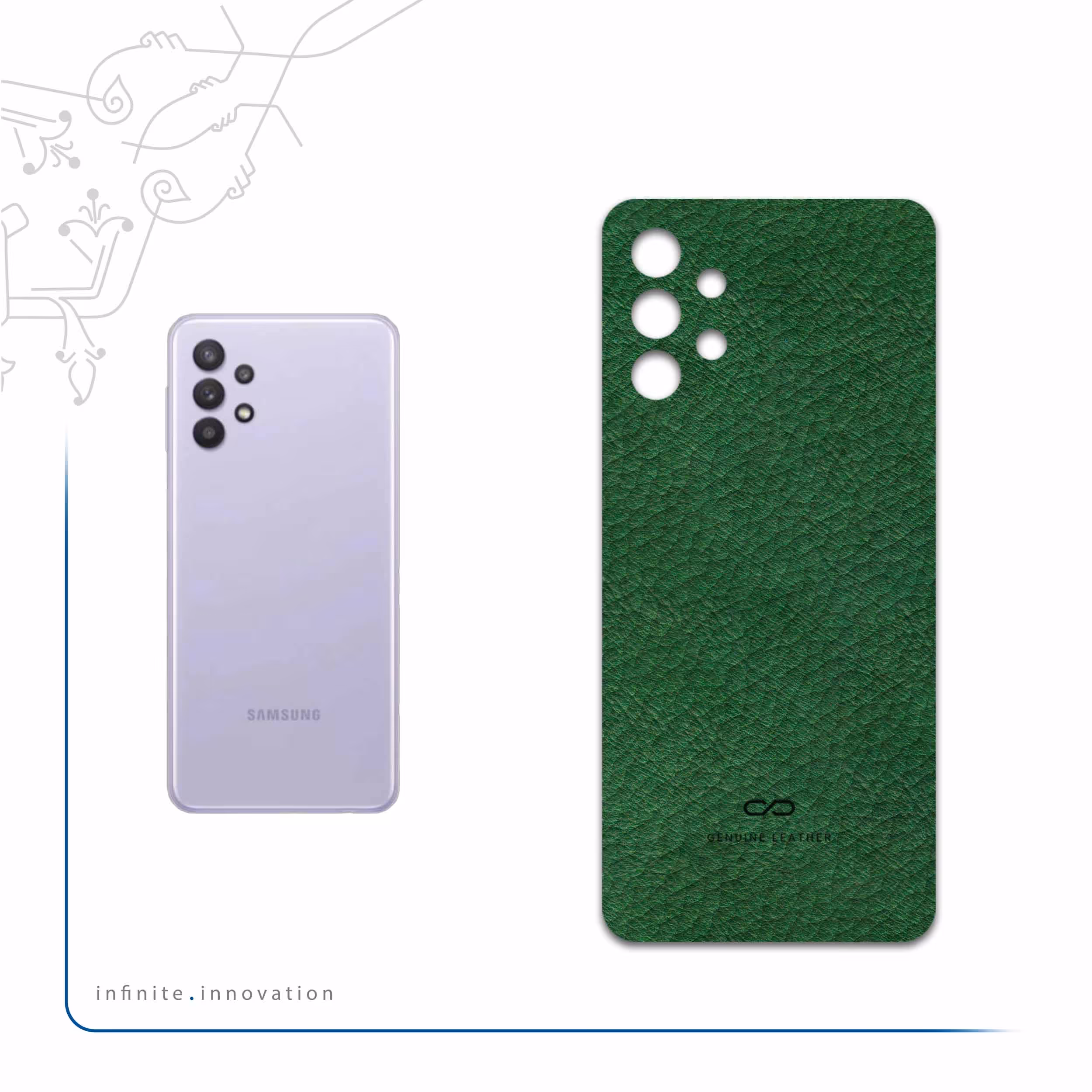 برچسب پوششی ماهوت مدل Green-Leather مناسب برای گوشی موبایل سامسونگ Galaxy A32 4G