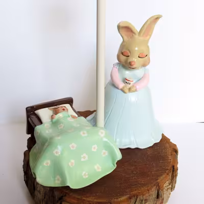 آباژور رومیزی مدل دستساز طرح خرگوش و مادر