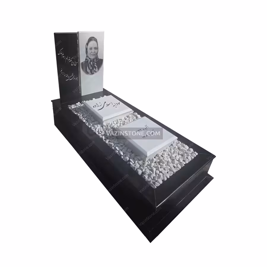 سنگ مزار دوتکه سفید مشکی هرات و نطنز