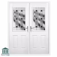 درب ورودی دولنگه شیشه خور طرح انگلیسی کد 1573