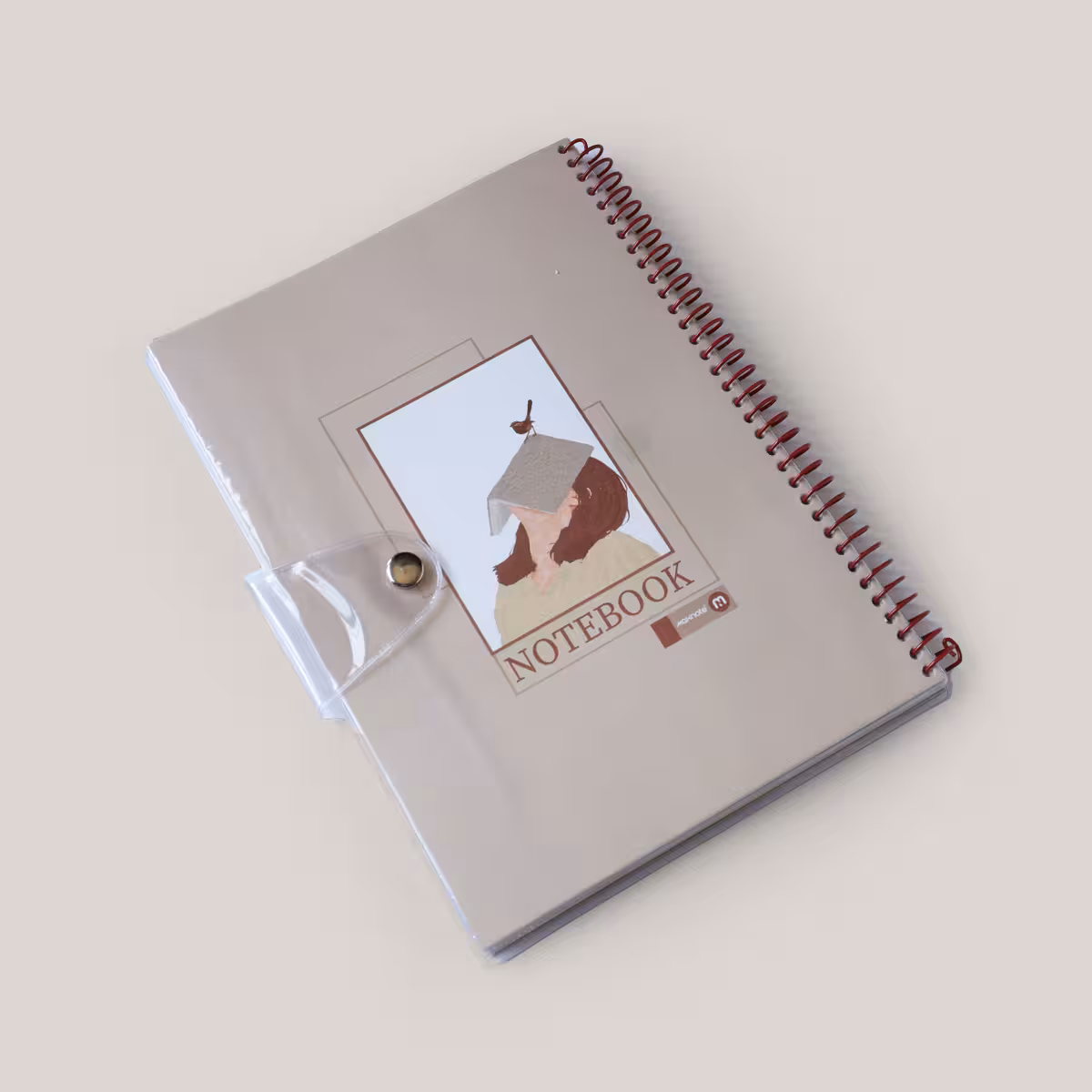 دفتر مدرسه خطدار 80 برگ دکمهدار طلقی خاکی نهال مکث (NAHALMAX)