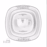 سرویس 98 پارچه چینی زرین طرح مونت کارلو پلاتینی 12 نفره