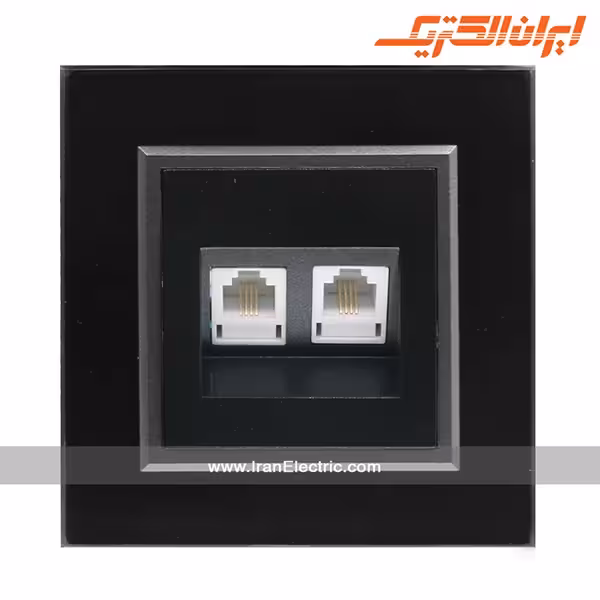 سوکت تلفن دوتایی برلیان کریستال مشکی ایران الکتریک