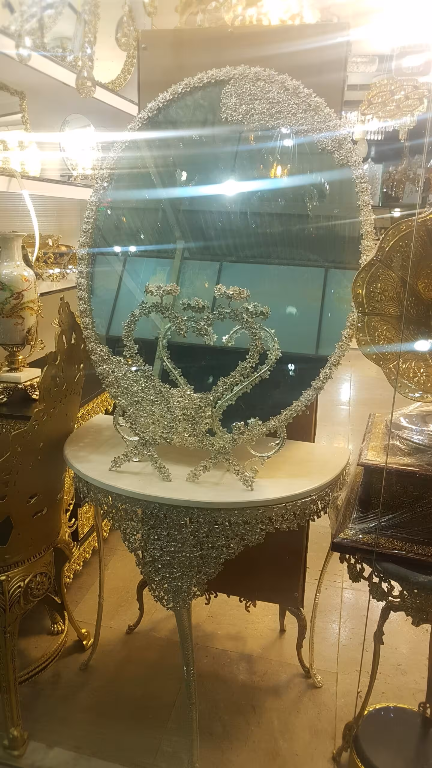 آینه کنسول وشمعدان آبکاری نقره