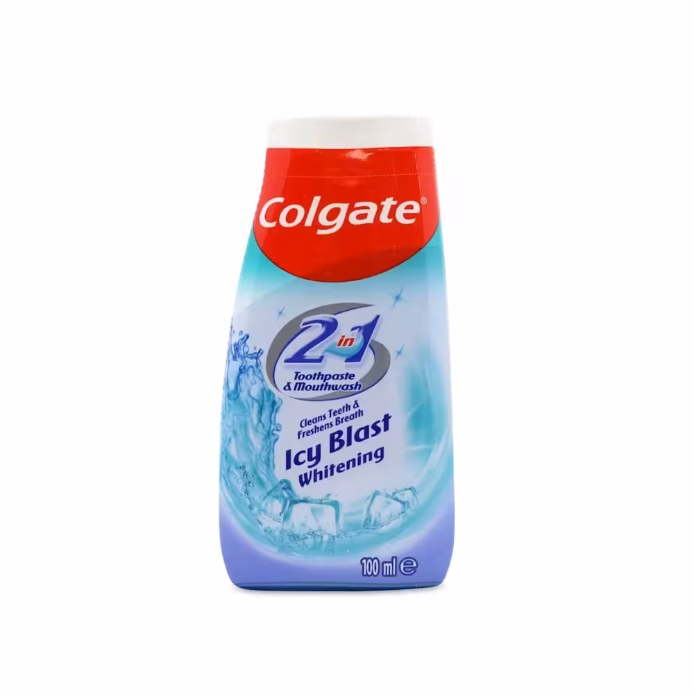 خمیردندان سفیدکننده و دهانشویه کلگیت Colgate مدل Icy Blast حجم 100 میل