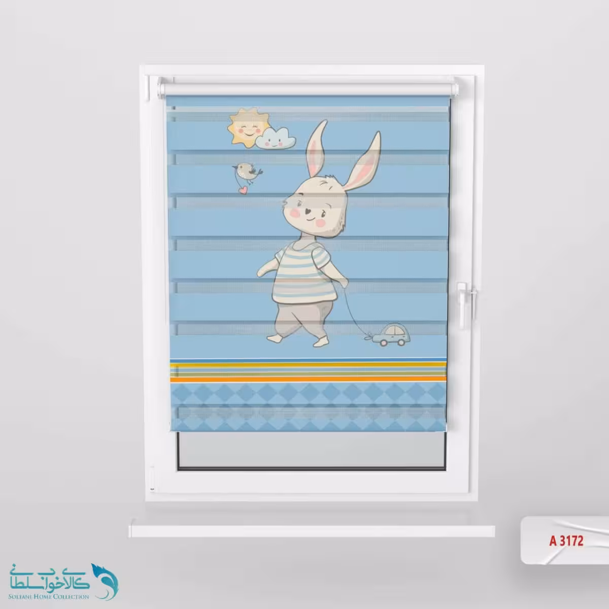 پرده زبرا اتاق کودک طرح خرگوش شکمو کد A3172