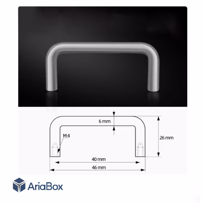 دستگیره استیل ضدزنگ U شکل با طول 40 و قطر 6 میلی متر