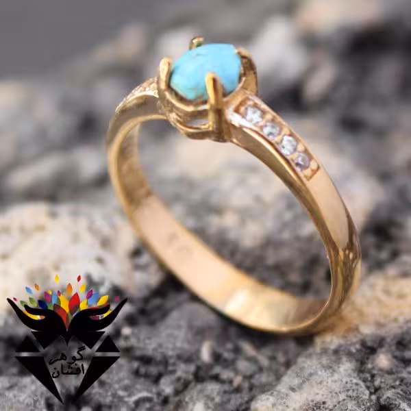 انگشتر طلاروس فیروزه نیشابوری اصل ظریف کد R_2447