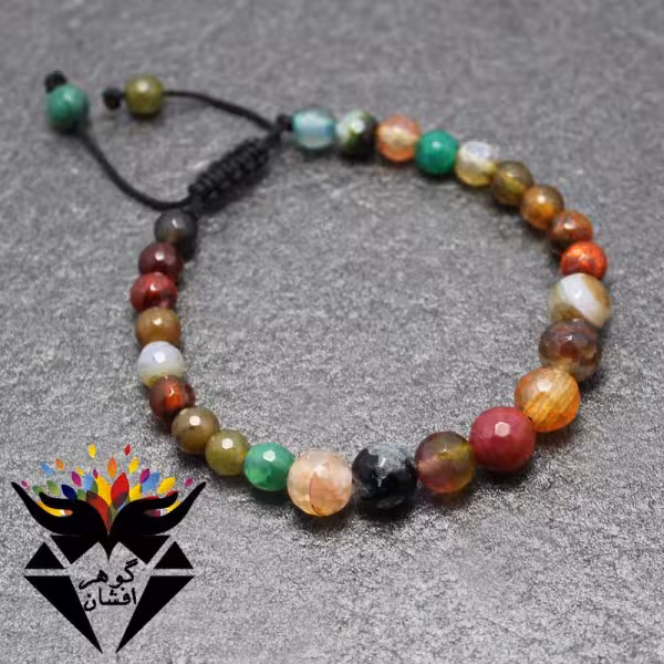 دستبند عقیق ام البنین تراش دار کد D_1005