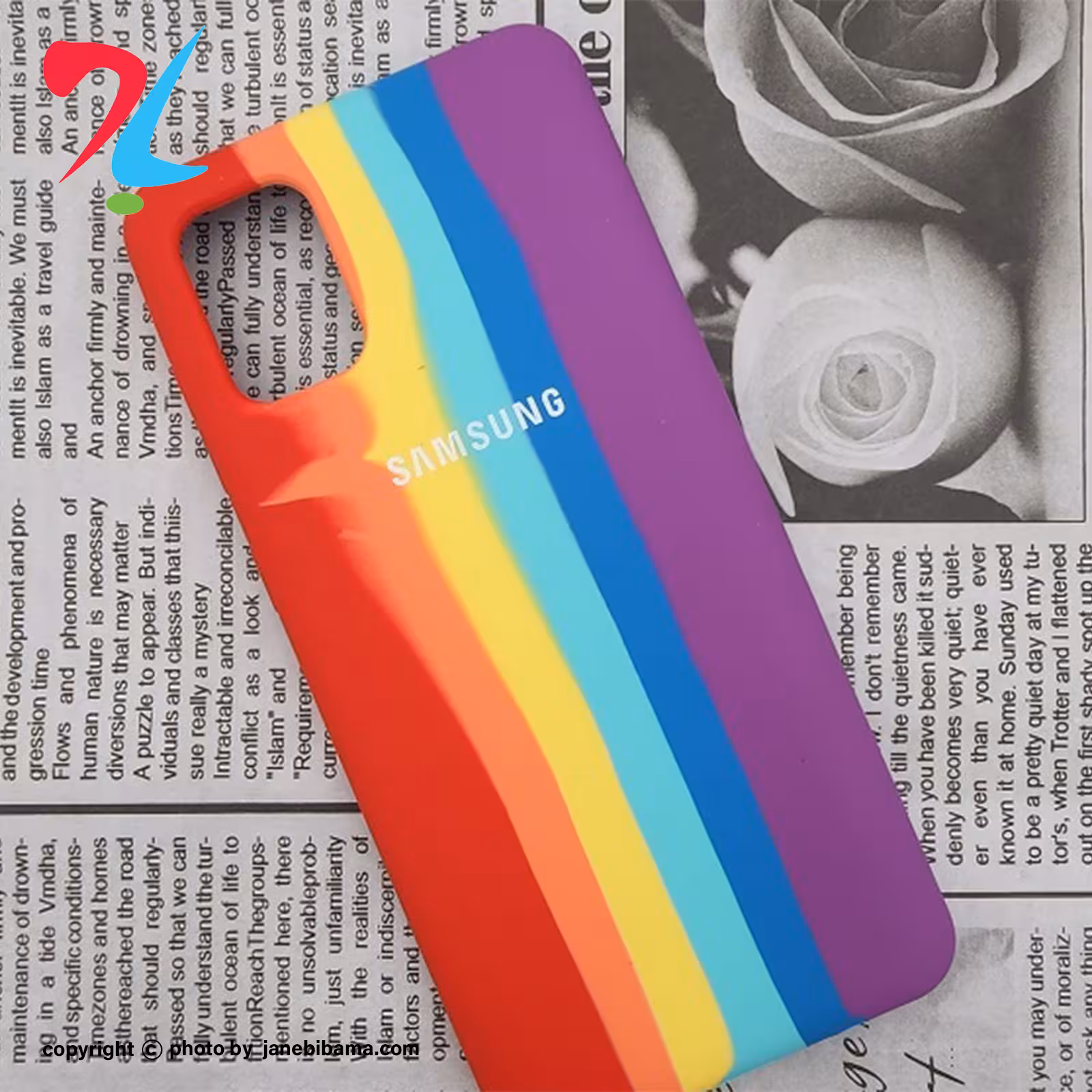 قاب سیلیکونی اورجینال رنگین کمانی محافظ لنزدار سامسونگ Galaxy A23-رنگ چند رنگ بنفش