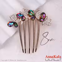 شانه مو فلزی زنانه مدل مجلسی پروانه رنگی جنس خارجی کد HAIR13237W