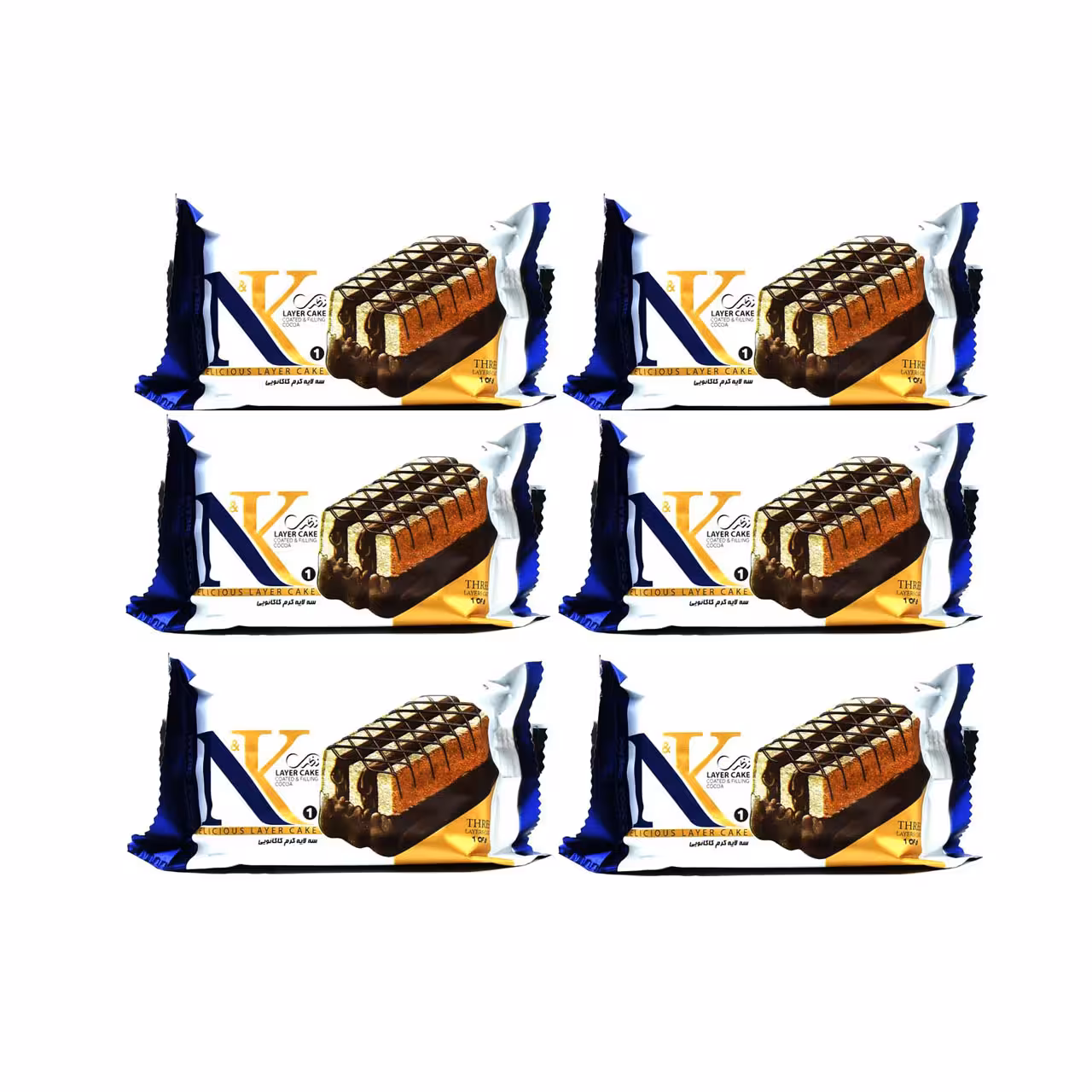 کیک سه لایه کرم کاکائویی اِن کا نظری 40 گرمی بسته 32 عددی