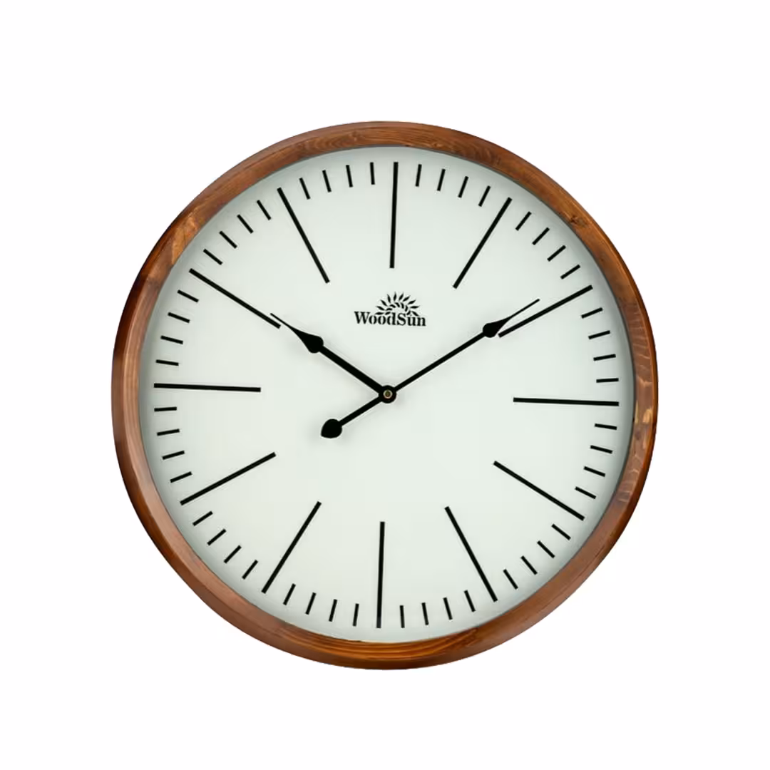ساعت دیواری چوبی کی‌یف 50 سانت سفید