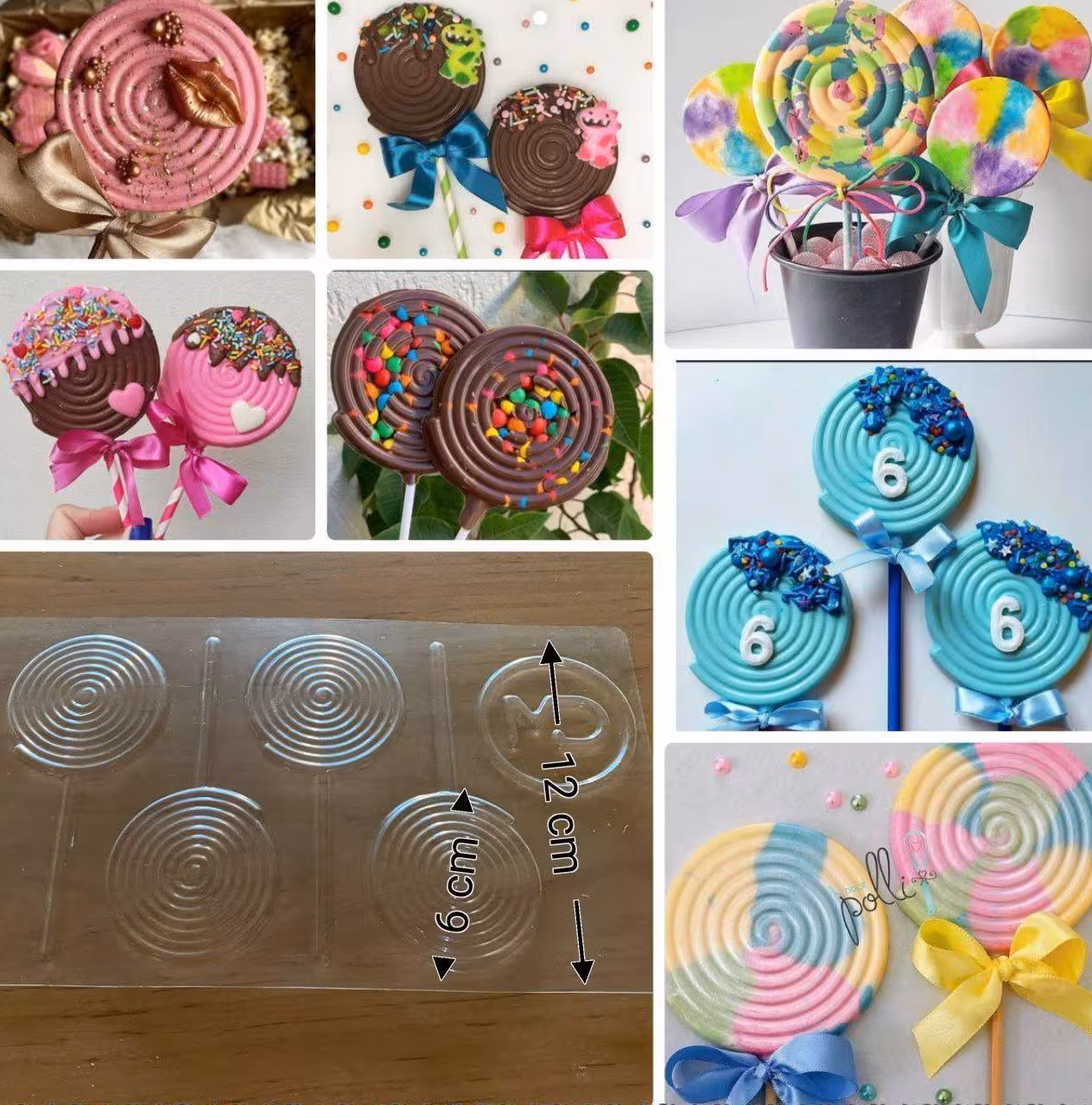 طلق شکلات طرح آبنبات نی دار