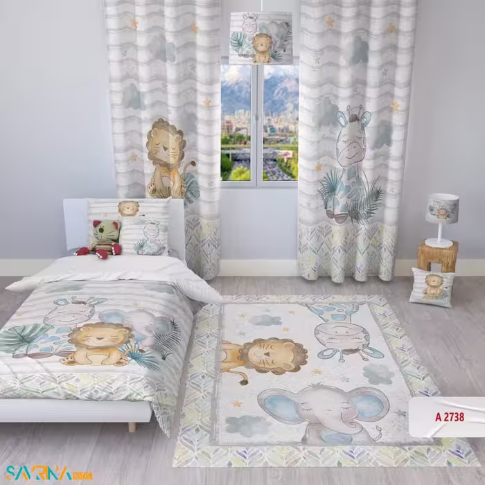 سرویس روتختی طرح حیوانات گوگولی یک نفره کد A2738