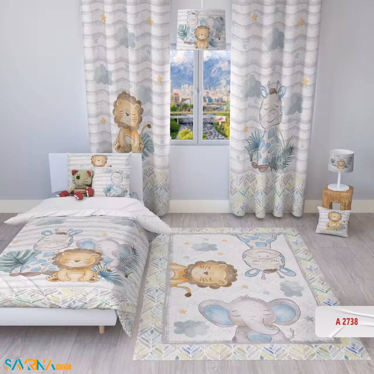 سرویس روتختی طرح حیوانات گوگولی یک نفره کد A2738