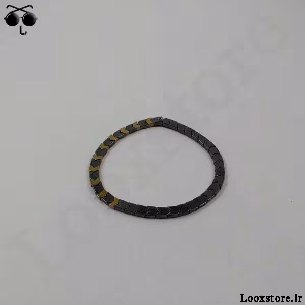 دستبند حدید فلشی مشکی طلایی شیک