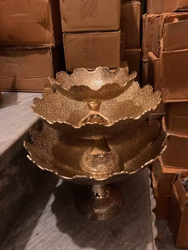 ست کاسه قلم طاووس برنجی هندی