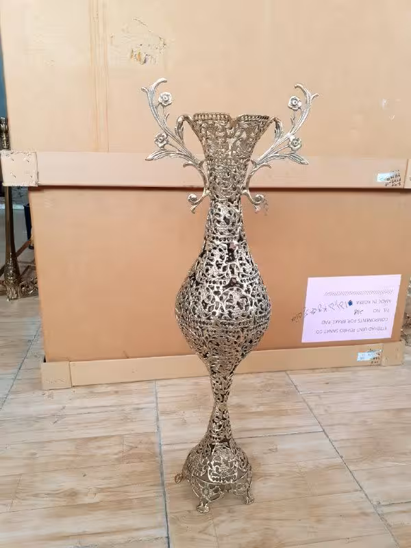 گلدان توری توپی دسته برگی