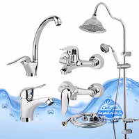 ست 6 عددی شیرآلات مدل قهرمان | شیر ظرفشویی   روشویی   حمام   توالت   شلنگ توالت   علم دوش شیپوری | کروم براق