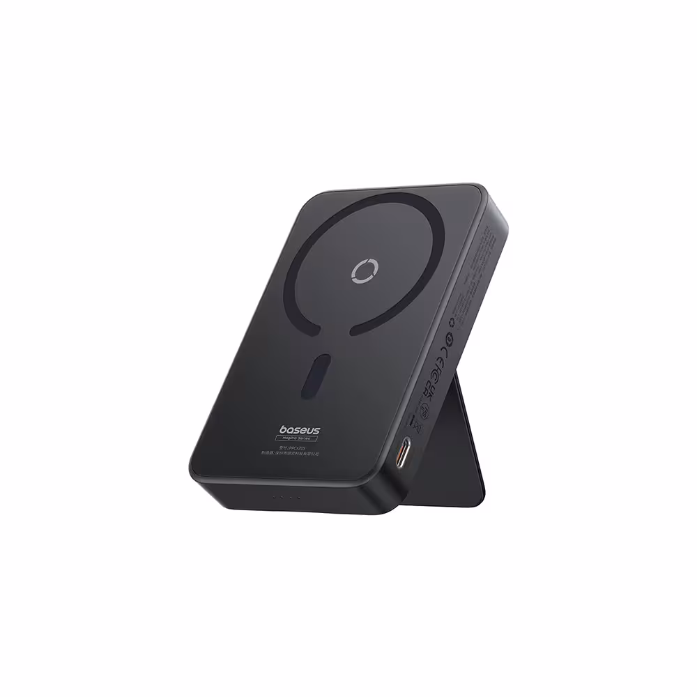 پاوربانک بی‌سیم 20 وات بیسوس مدل MagPro Magnetic Bracket 20w P10064101Y23 با ظرفیت 5000 میلی آمپر ساعت با کابل USB-C به USB-C