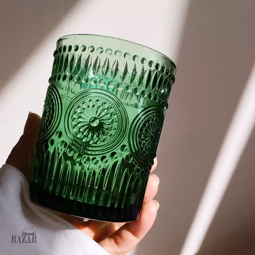 نیم لیوان دوغ خوری طرحدار سبز طرح زارا