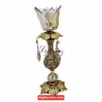 جاشمعی برنجی برنزی پایه برگی (جاشمعی برنزی) | شمعدان برنزی