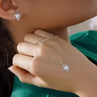 نیمست گل وارداتی نقره جواهری کد 00493