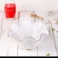 کاسه سرامیکی آماتیس مدل شیپوری بزرگ، لب طلا، کد 793G